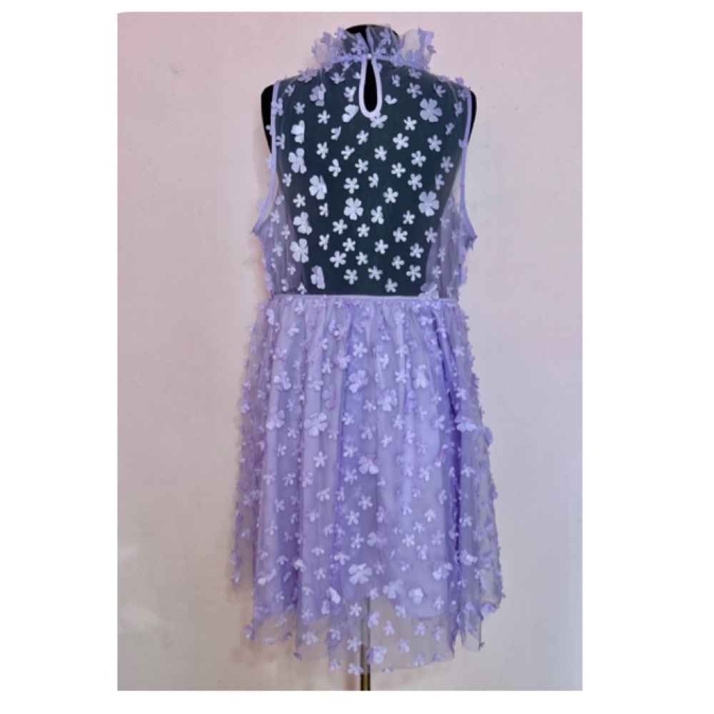 👠💋💄CURVES LILAC APPLIQUÉ DRESS…Sz 2 XL